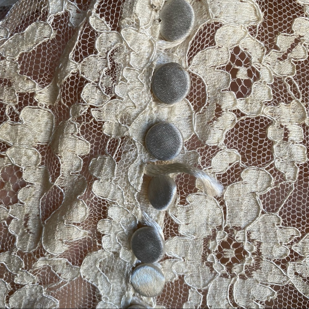 Vintage 1940s homemade lace long sleeve belted wedding dress maxi small XS - Picture 9 of 15